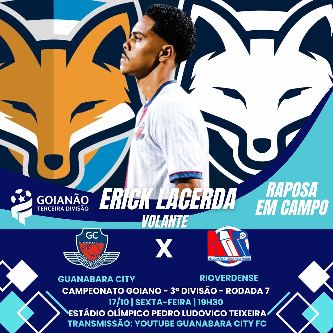 Volante Erick Lacerda está relacionado pelo Guanabara City, para enfrentar a Rioverdense pela 3ª divisão goiana