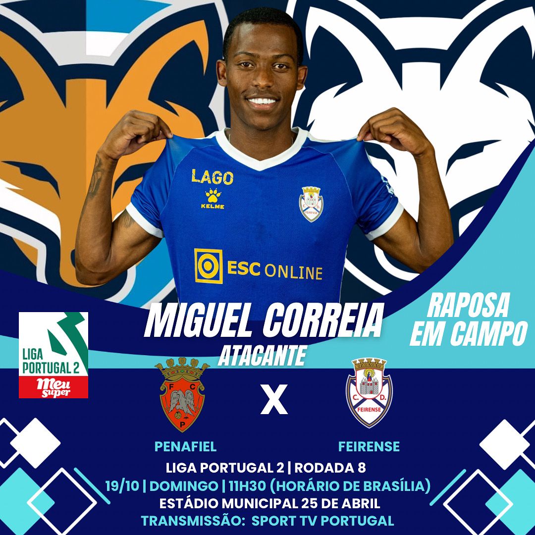 Miguel Correia é relacionado pelo Feirense e pode enfrentar o Penafiel pela Liga Portugal 2