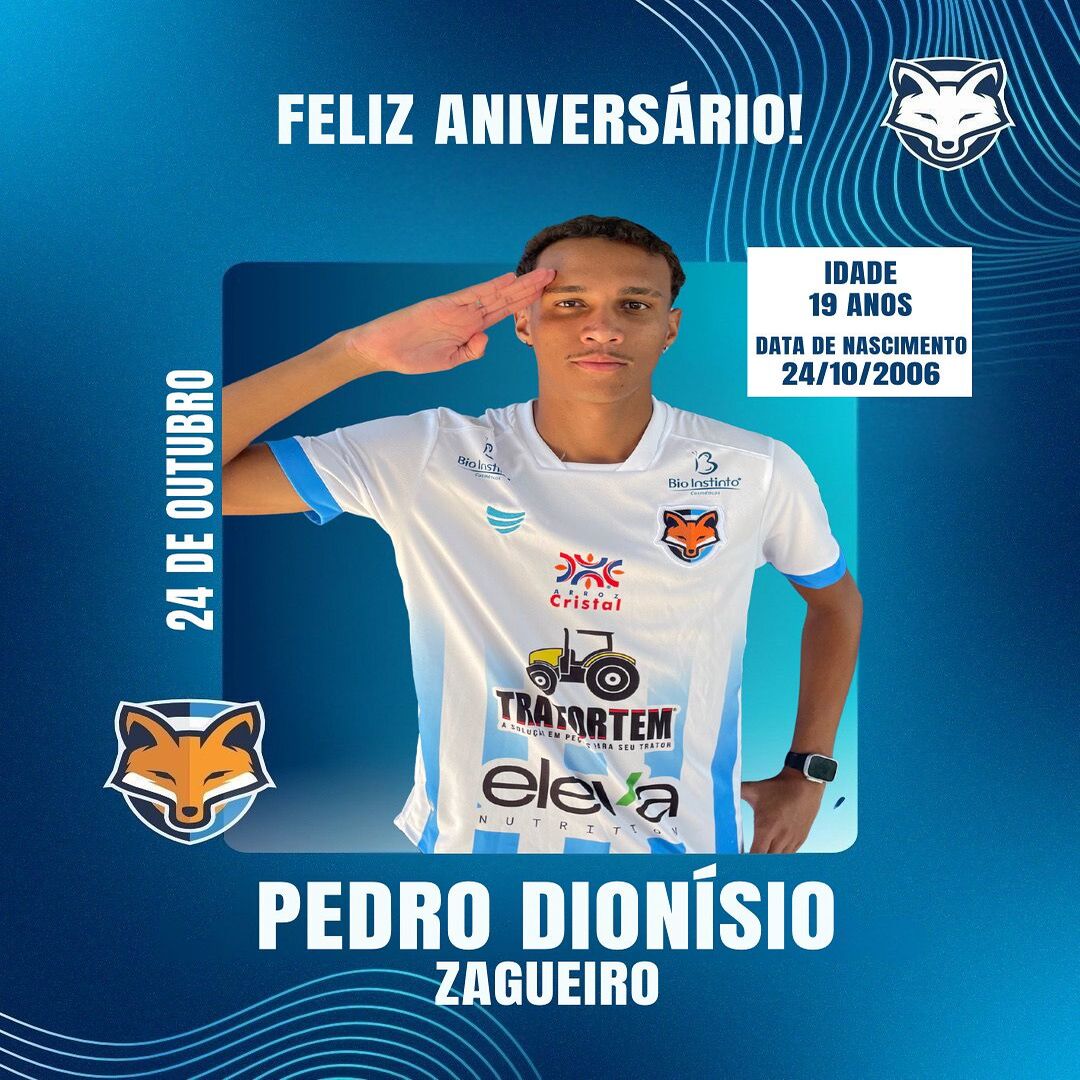 Grêmio Anápolis parabeniza o zagueiro Pedro Dionísio pelo aniversário de 19 anos