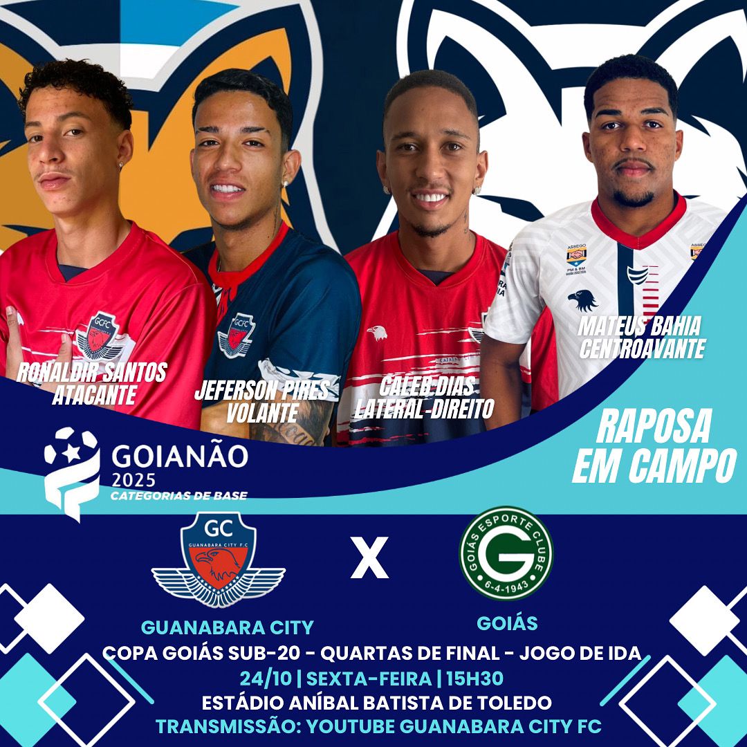 Quatro atletas do GEA jogam pelo Guanabara City contra o Goiás, pela ida das quartas da Copa Goiás sub-20