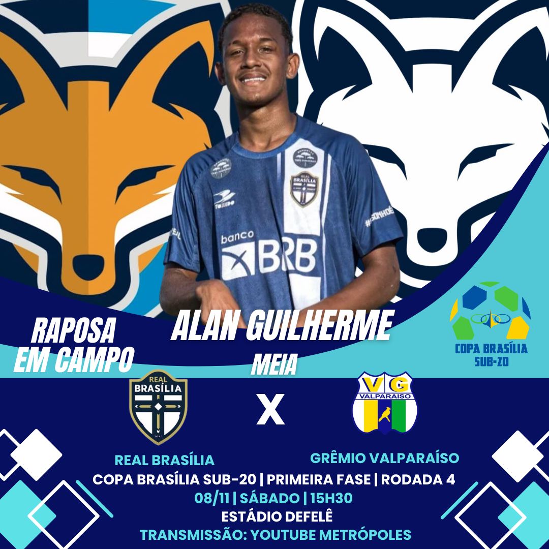 Alan Guilherme pode atuar mais uma vez pelo sub-20 do Real Brasília neste sábado (8), confira
